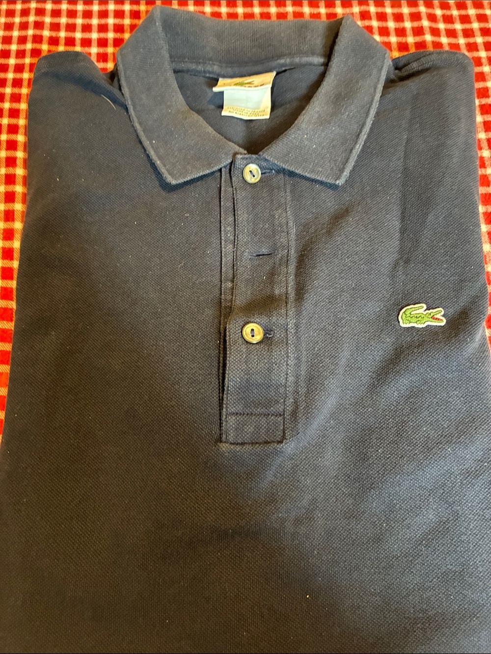Lacoste Navy Polo with Green Crocodile Logo size 7